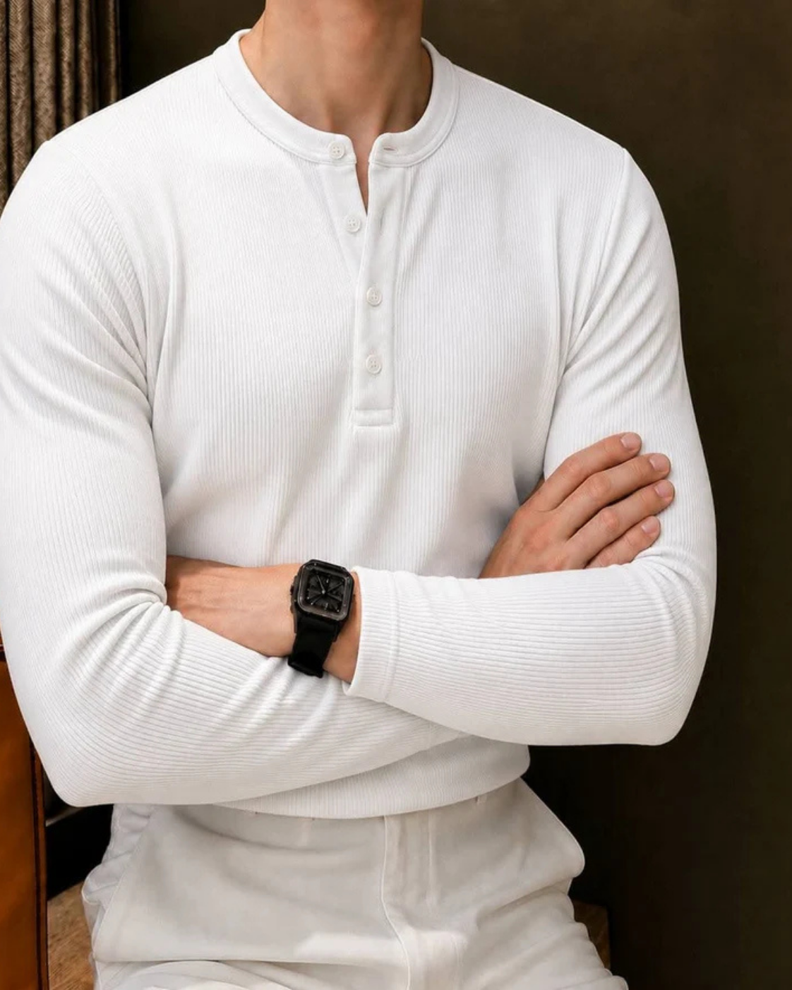 Henley In White | Premium Full Sleeve