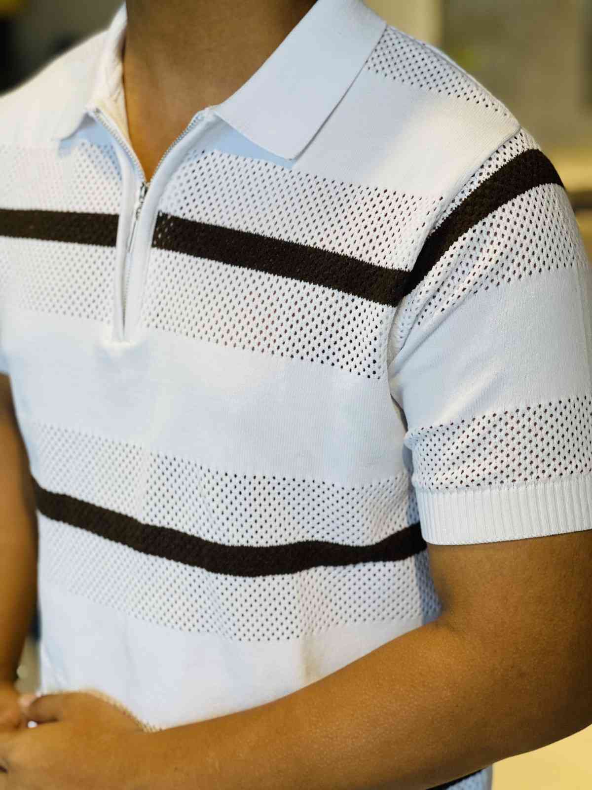 ZIPPER KNIT POLO SHIRT
