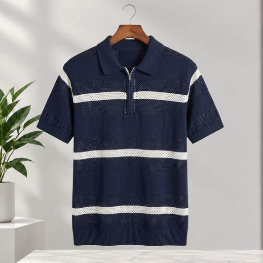 ZIPPER KNIT POLO SHIRT