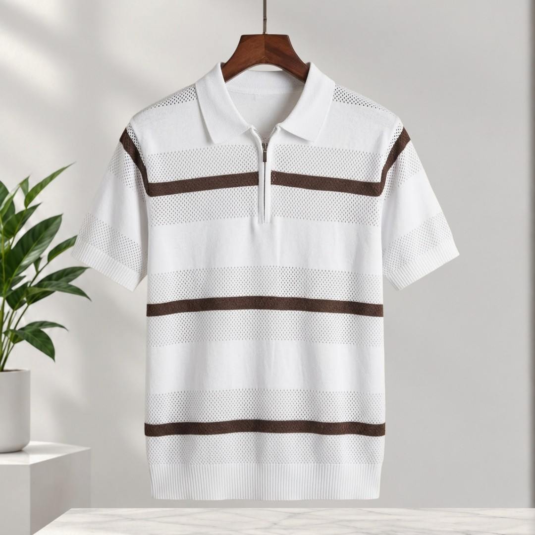 ZIPPER KNIT POLO SHIRT