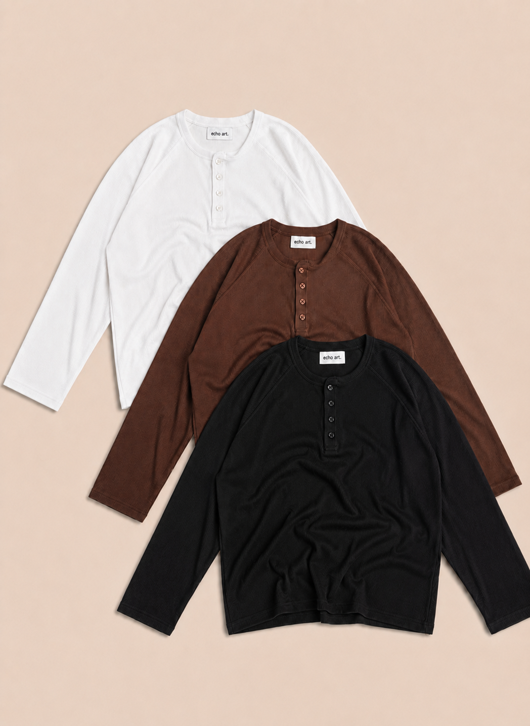 Henley Combo   | Black, Coffee & White