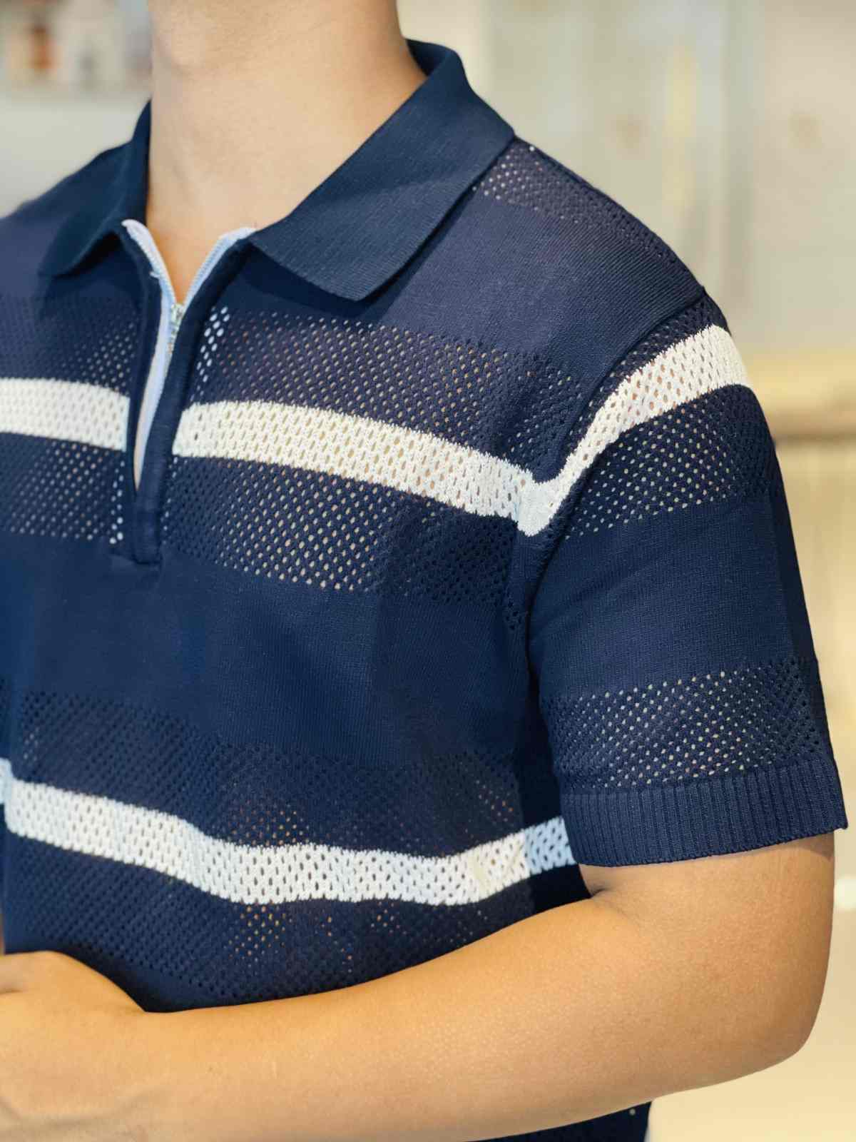 ZIPPER KNIT POLO SHIRT COMBO
