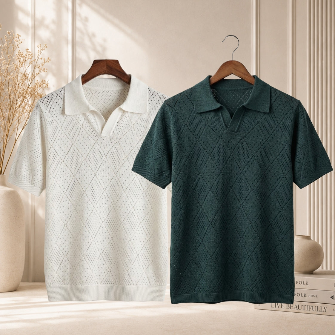 Knit Polo T-Shirt Combo