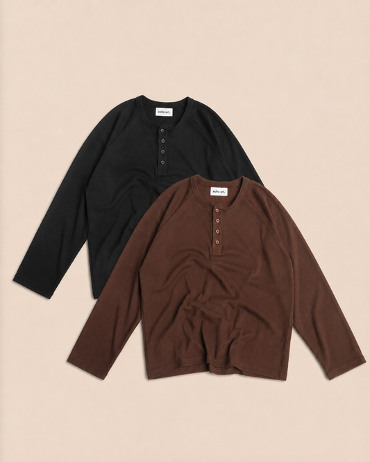 Henley Combo   | Black & Coffee