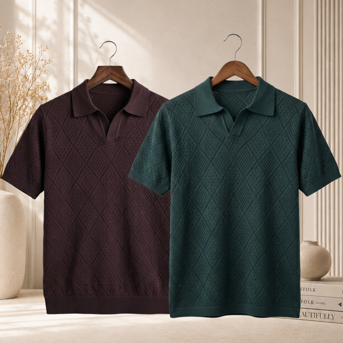 Knit Polo T-Shirt Combo